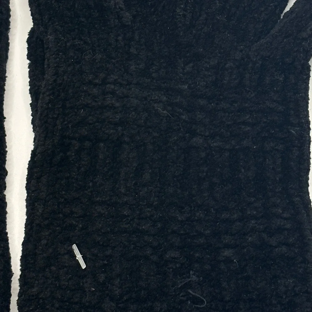Vintage Black Chenille Knit Gloves Soft Warm Winter Plush‎ Ribbed One Size